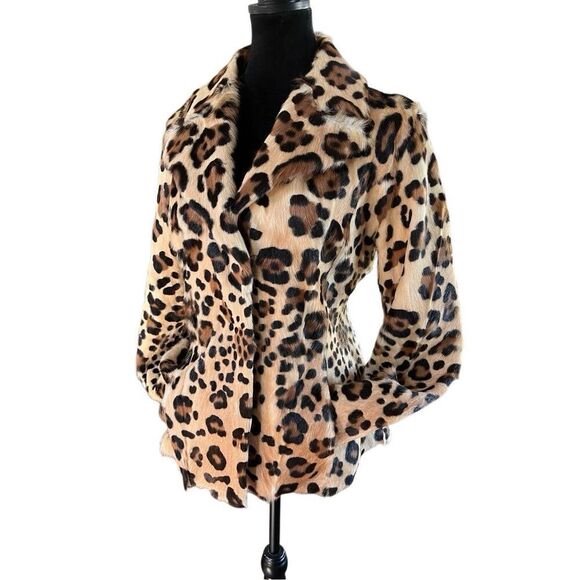 Blumarine 2012 Collection Fur Cheetah Print Chic Peplum Jacket Women’s S Italy - Picture 1 of 16